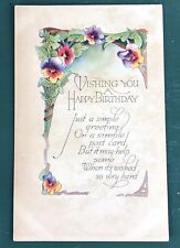 1917 Wishing You Happy Birthday & Poem Art Nouveau Style Raymond Howe Postcard picture