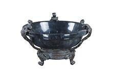 Maitland Smith Neoclassical Black Marble Footed Brass Tazza Centerpiece Bowl 17