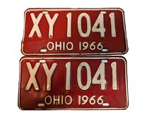 VINTAGE 1966 OHIO METAL LICENSE PLATE PAIR # XY 1041 picture