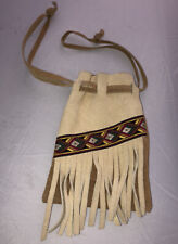 Vintage Leather Souvenir Drawstring Fringe Pouch Bonnie Springs in Old Nevada picture