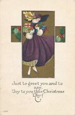 CHRISTMAS - Young Woman In Fancy Outfit Joy To You This Christmas Day - 1919 picture