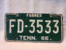 Vintage 1966 Tennessee Farmer License Plate picture
