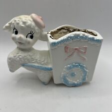 Vintage Lamb with Cart Planter~Baby's Room Nursery~Napco C-6587~Japan picture