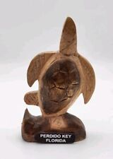 Beautiful Hand Carved Wooden Sea Turtle Figurine Perdido Key Florida Souvenir picture