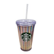 Starbucks 2018 Iridescent Silver Hologram Rainbow Cold Cup Tumbler 16 oz Siren picture