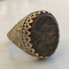 Beautiful Ancient Agate Stone Roman King Intaglio Rare Bronze Unique Rare Ring picture