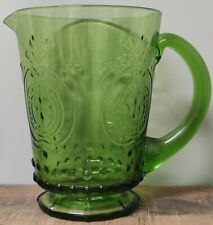 Vintage Green Glass Jeweled Vase 7½