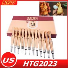 12PCS Wood Carving Hand Chisel Tool Set Professional Woodworking Gouges Steel US picture