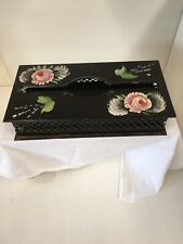 VINTAGE Plymouth Tole hand decorated metal Tissue Kleenex Box floral,very Nice picture