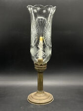 Vintage Antique Brass Crystal Candle Hurricane Lamp spring loaded 16