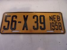 1958 Nebraska Trailer License Plate 56-X 39 Sherman County picture