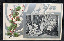 Vintage Christmas Postcard Santa With Blindfolded Children picture