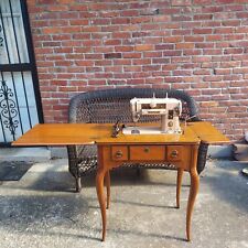 Vintage Singer 401A Slant-O-Matic Sewing Machine In Queen Ann Table Tested picture