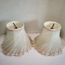 Vintage Roseart Lampshades Pair Style 305 White With Pink Trim 7.25 Tall NWT 50s picture