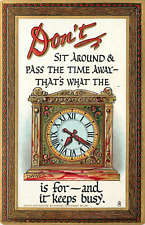 Embossed Tuck Postcard Knocks Witty and Wise 165 Artist Dwig Lazy Clock picture