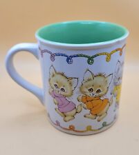Vintage 1986 Morehead ENESCO Dancing Kittens in Sweaters Colorful Coffee Mug 😻 picture