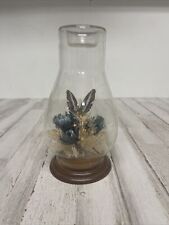 VTG. Real BUTTERFLY W/Silk Flower TAXIDERMY Mounted Glass Dome picture