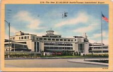 Postcard Linen 1955 WA Airport Road View Aircraft Aviation Tacoma Washington picture
