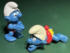 Smurfs Red Float Tube Floaty & Dive Smurf Swimming Swimmer Swam Paddle Figurines picture