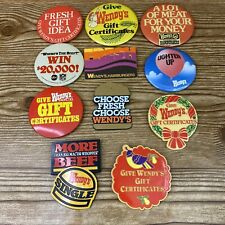 Vintage Wendy's Fast Food Restaurant Employee Pin Button Collector's - Lot of 11 picture