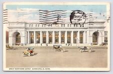 c1915~Minneapolis MN~Great Northern Passenger Station Depot~BN RR~Postcard picture