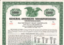 General American Transportation - Original Trust Certificate - 1964 - #8408 picture