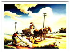 Art Postcard Plantation Road by Thomas Hart Benton Cotton Workers Mules A26 picture