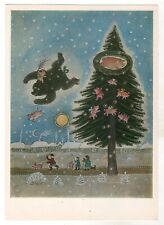 1987 Fairy Tale BEAR  in the air ART VASNETSOV Book ill RUSSIAN POSTCARD Old picture