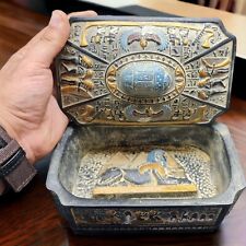 Rare Ancient Egyptian Scarab Jewelry Box - Winged Isis, Sphinx, Pyramids | BC picture