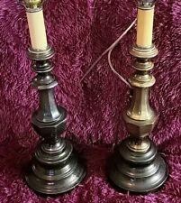 Pair Of Vintage Brass Candlestick Table Lamps 28