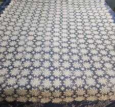 Vintage hand crocheted  bedspread/coverlet/tablecloth 82 x 68 picture