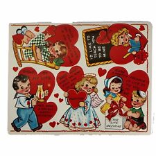 Five Unused Mid Century Valentines Vintage Hearts Love Romance Children picture