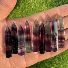 3pcs Natural Fluorite obelisk Quartz Crystal Point Healing Stone Wand care picture