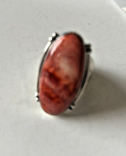 Navajo Ann Curley & G Zachary ~ Sterling Silver  /Red Spiny Oyster ~Ring ~Size 7 picture