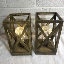 Pair of Rustic Farmhouse Lamps Battery Powered 9” No battery covers picture