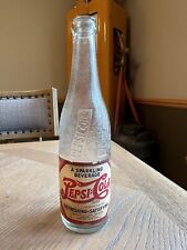 Antique Pepsi Cola Bottle Glass Menands New York NY Wave Double Dot Paper Label picture