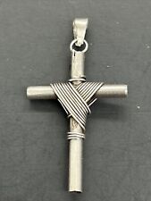 Handmade Sterling Wire Wrapped Cross 1-1/2” Tall Natural Patina H6 picture