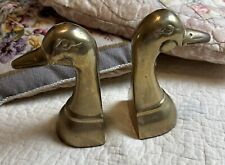 Vintage Pair Of Brass Duck Head Mallard Bookends Made In Taiwan picture
