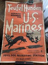 Teufel Hunden US Original WWI Marines Recruiting Poster Devil Dogs 1919 picture