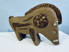 Vintage Primitive Pottery Warthog Piggy Coin Bank Wild Boar 5