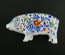 Antique Desvres French Pig Faience Figure Porcelain Figurine Signed 10cm long picture
