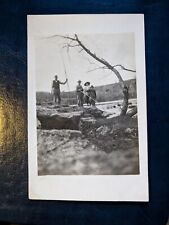 Rare Vintage RPPC Real Photo Postcard 1900s People Fishing Riverside K21 picture