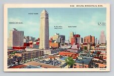 Postcard Building & Skyline of Minneapolis Minnesota, Vintage Linen L12 picture