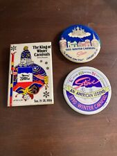Vintage 3 Stowe Winter Carnival Pinbacks 1984-1989-1990 Stowe Vermont picture