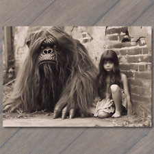 POSTCARD Girl Monster Weird Creepy Imaginary Friend Nightmare Scary Unusual Pet picture