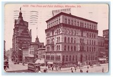 1914 Free Press And Pabst Buildings Milwaukee Wisconsin WI Antique Postcard picture