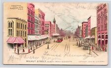 Walnut Street Scene Greetings Kansas City MO USA Private Mailing c1899 Postcard picture