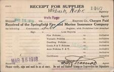 1918 Wabash,NE Receipt for Supplies,Wells Fargo Express Cass County Nebraska picture