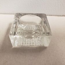 Vintage/Antique SQUARE Thick Glass Optic SALT CELLARS Waffle Bottom MCM Clear picture