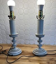 PAIR VTG WHITE Metal-ACCENT LAMPS-COLUMN STYLE- 15” picture